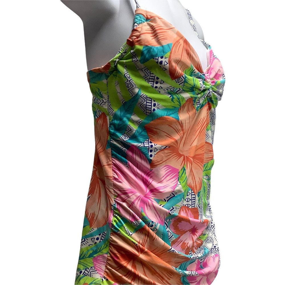 Hibiscus Flower Floral Tropical Leaf Tankini Swimsuit Top Size 8 ? NO Tag Womans - Picture 6 of 8